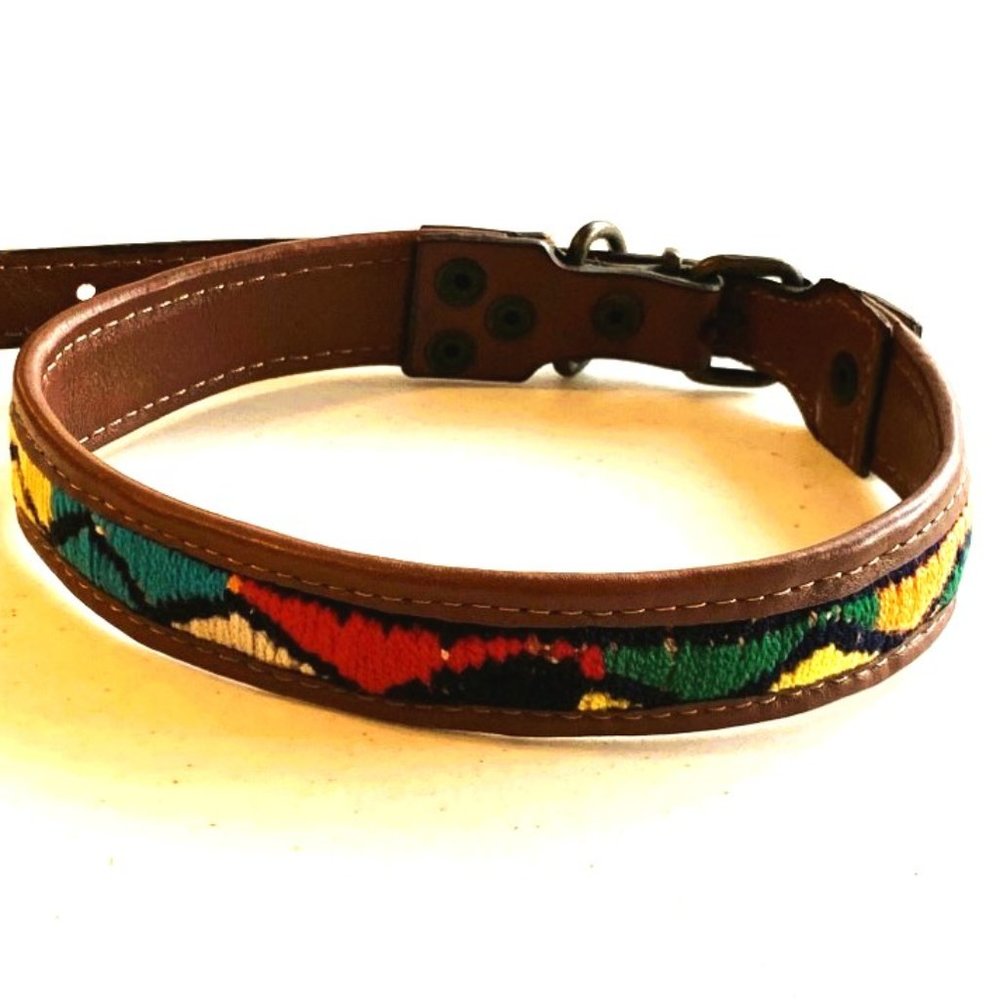 Handmade Leather and Kilim Dog Collar